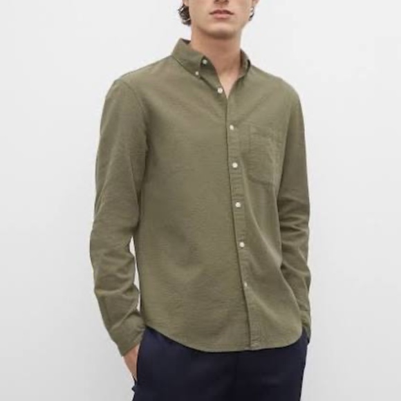 Slim Seersucker Linen-Cotton Shirt - New With Tags - NEVER WORN - Olive